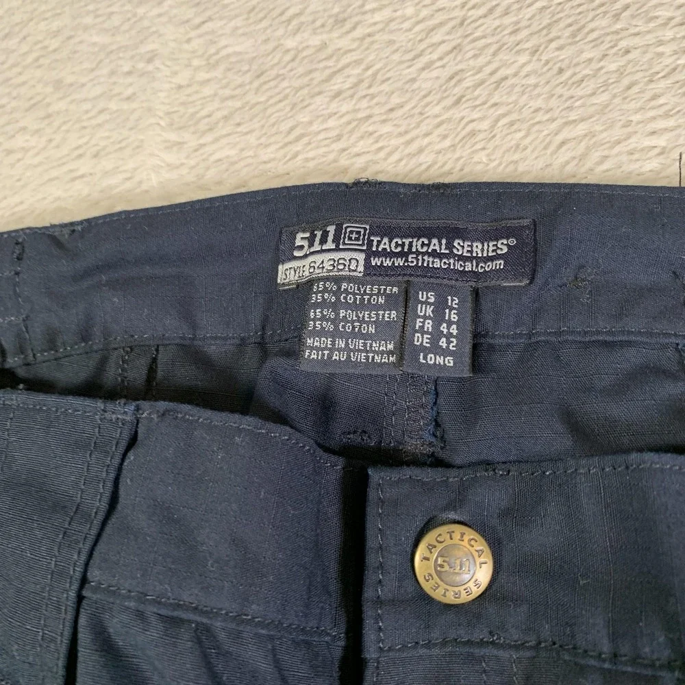 5.11 Tactical Cargo Pants Womens 12 Long Navy Blue Elastic Waist Twill‎ Workwear